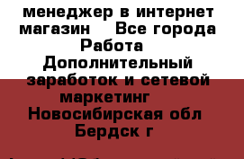  менеджер в интернет магазин  - Все города Работа » Дополнительный заработок и сетевой маркетинг   . Новосибирская обл.,Бердск г.